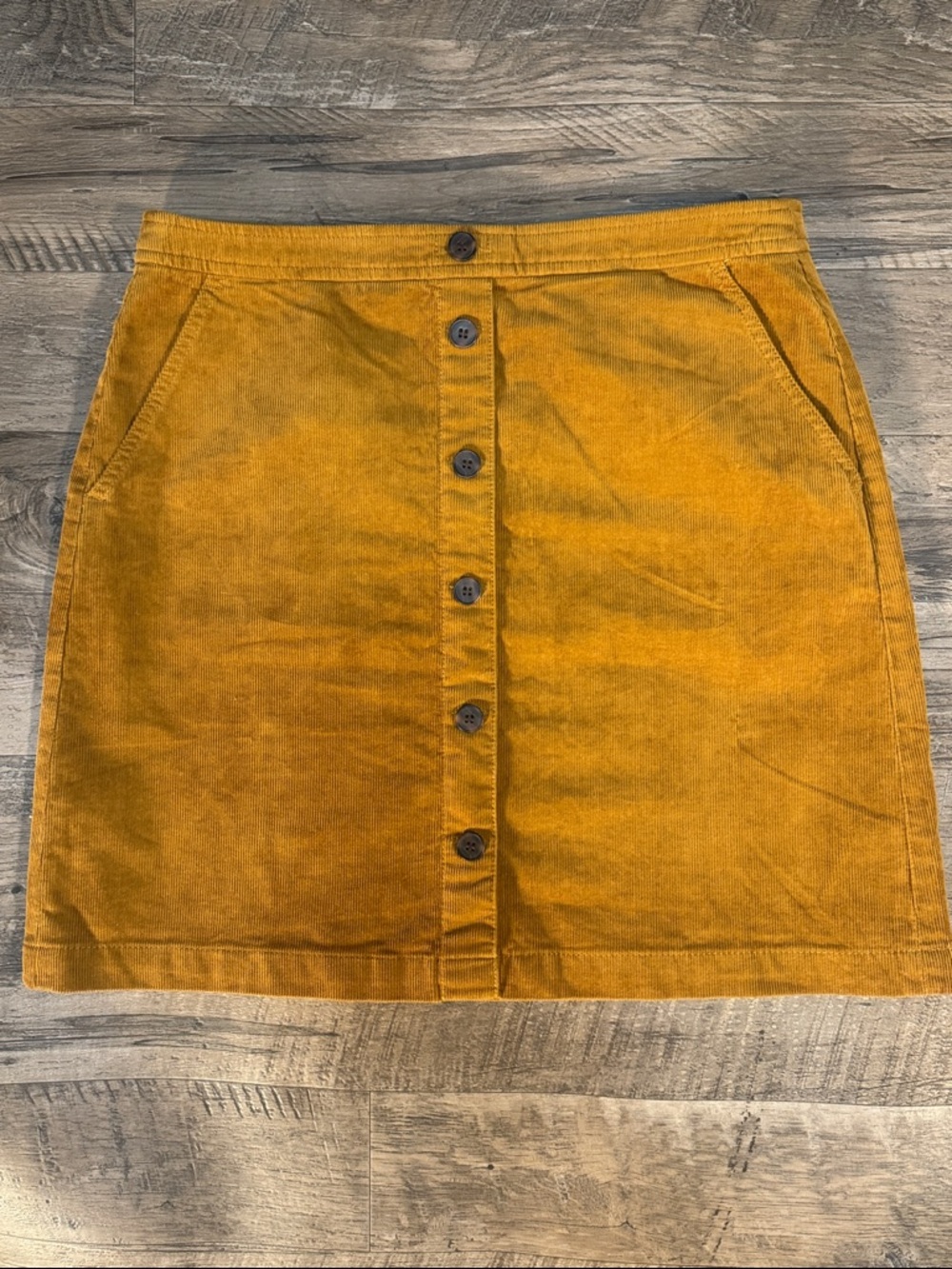 J. Crew Mustard Yellow Corduroy Button-Front Mini Skirt